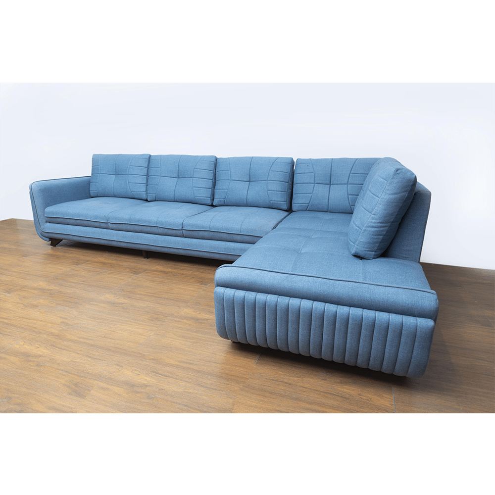 Aleandro L-shape sofa blue suade